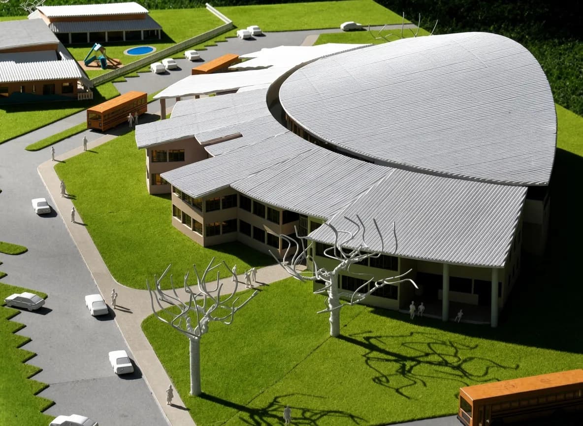 Scale model of a campus for a donor presentation
