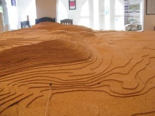 Topographic contour model showing real terrain