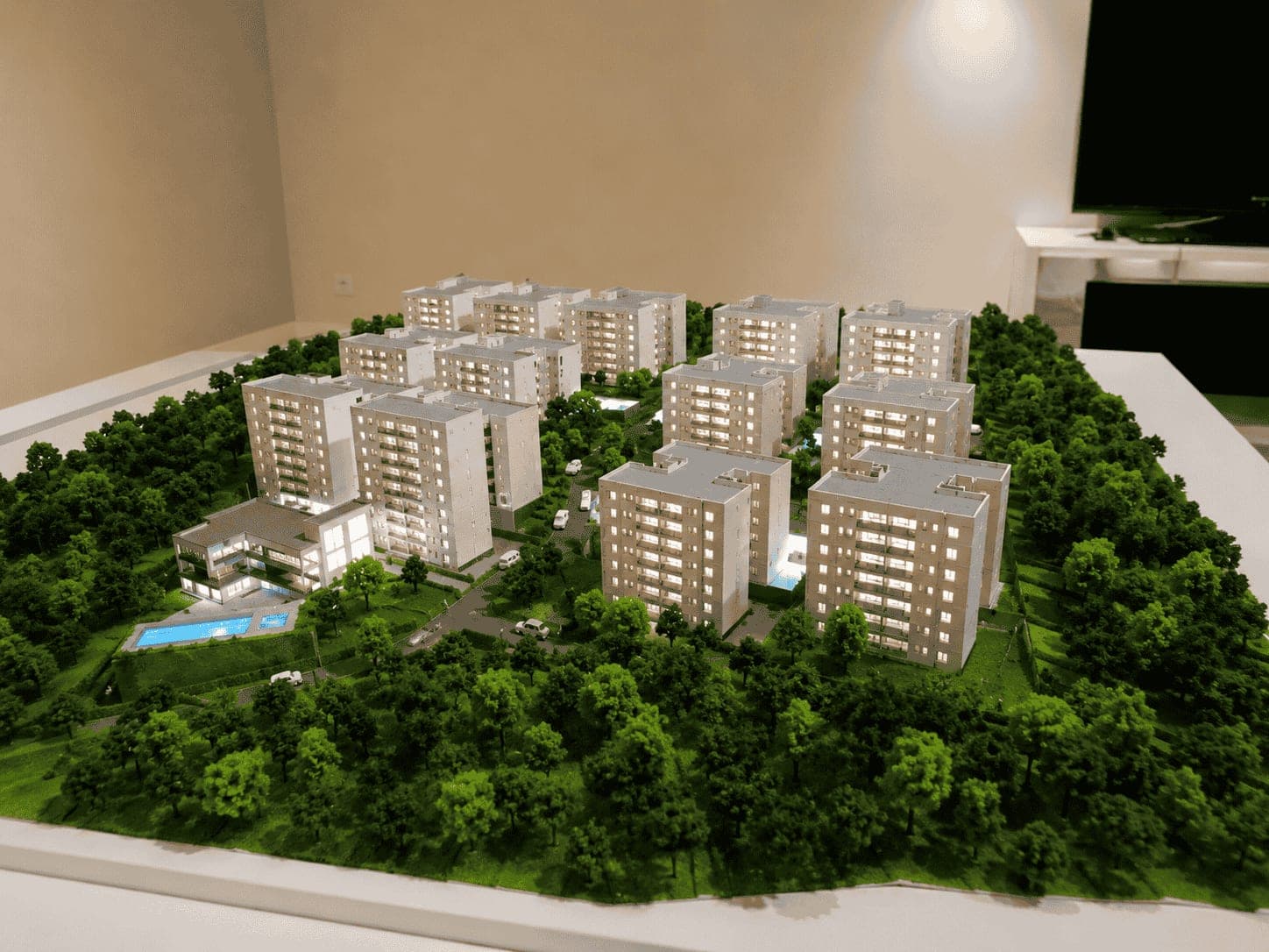 Architectural scale model of a residential tower