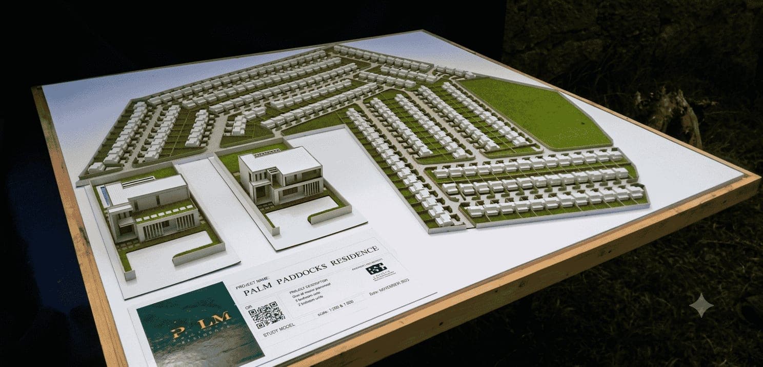 Master plan model of a city district