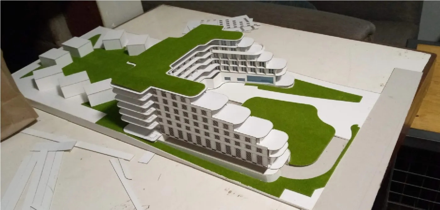 Scale model of the Nakuru Hotel resort, another view of the pool and landscaping