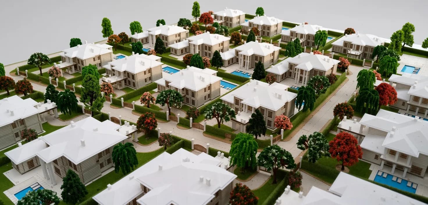 Scale model of a residential development