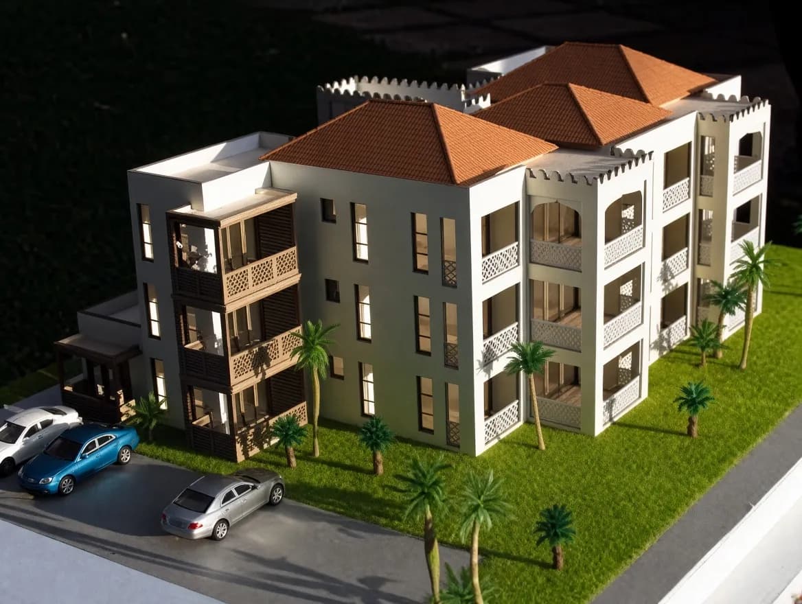Hand-crafted detail on an architectural scale model