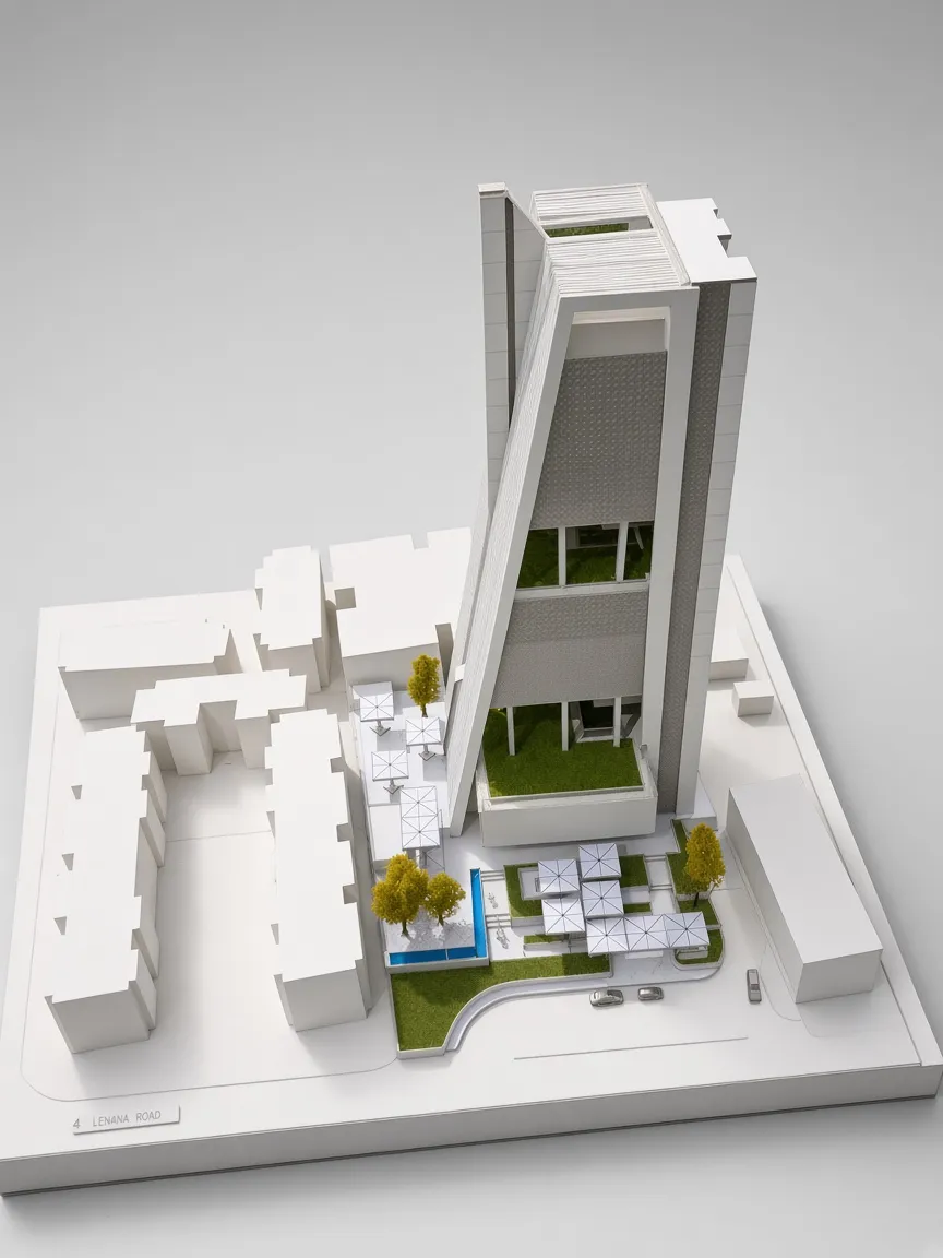 Architectural scale model on display at a shareholder meeting